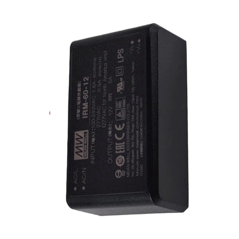Ultra Compact 60W 12V 5A AC to DC Power Supply Module for PCB or Chassis Mounting, Global 85-305VAC Input, 12V Regulated Output, Space Saving Mini Converter With Optional Screw Terminals for Easy Integration. black 12V AC/DC power module for PCB or chassis mount