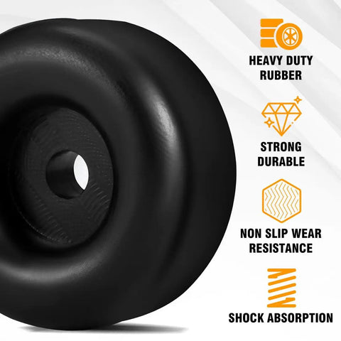 Close-up of Two Point Five Inch Round Rubber Bumpers For Cargo Trailer Ramp Door With Screw Kit And Reflective Stickers Black