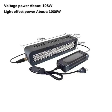 Heavy Duty UV Curing Lamp 1080W Rock Solid Workhorse For Screen Printing And Resin Curing Absolute Beast 365nm Exposure Light with power adapter and dimensions.