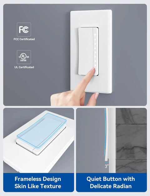 Slick Matte White Smart Dimmer Light Switch Hits Different With Alexa And Google Home Single Pole And Three Way Wiring Quiet Rocker Design in use