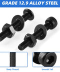 Close-up of M3 Screw Kit With 1600 Pcs 12.9 Grade Alloy Steel screws showing hex socket cap and button heads with nuts and washers.