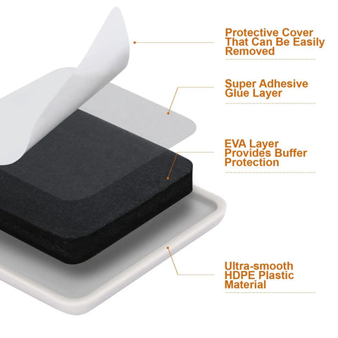 Furniture Sliders For Carpet And Hardwood Floors 16 Pack 2 Inch Square Movers layers and materials