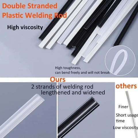 Beefy 150W Plastic Welder Kit With 1000 Hot Staples showing black and white welding rods for car bumper repairs.