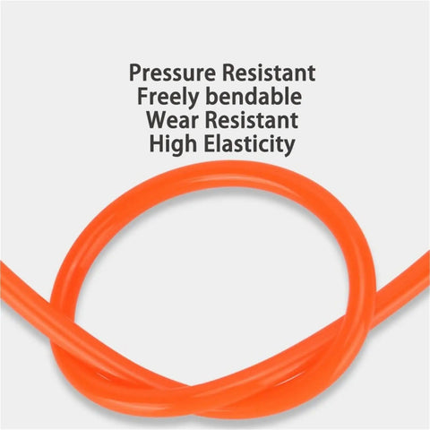 Top Shelf Pneumatic Air Hose And Compressor Tubing 4Mm 6Mm 8Mm 10Mm Variants One Meter Run orange flexible tubing showcasing pressure resistance and elasticity.