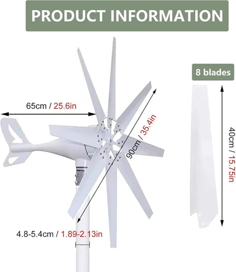 Powerful 14000W Wind Turbine Kit with 8 Blades, MPPT Controller, Auto Windward Direction, Ideal for Off-Grid Use