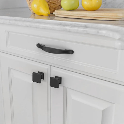 10 Pack Matte Black Cabinet Pulls 3 Inch Hole Center Cabinet Hardware, installed on kitchen drawer, durable solid metal handle ZH0068