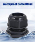 25 Pack PG16 Cable Glands Heavy Duty Waterproof IP68 Adjustable 8.5-14mm With Rubber Gaskets M22 X 1.5 Wire Connector