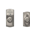Camelot Keypad Lock With Knob For Keyless Entry, Fast Keyless Access, Flex Lock Auto Lock, Satin Nickel Finish electronic door lock