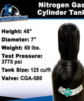 125 Cu Ft Nitrogen Gas Cylinder Tank Full Ready for Welding Jobs High Pressure Steel Cylinder DOT ISO Compliant Hydrotest Date Stamped