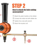 Step 2 guide for attaching hole cutting accessories to Heavy Duty Dope Double Headed Sheet Metal Nibbler