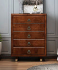 Wooden dresser with Antique Brass Cabinet Pulls 4 Pack Ring Pulls For Dresser Drawers Vintage Single Hole Mount Hardware.