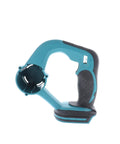 Genuine Replacement Motor Housing Set Built Tough For Heavy Shop Use, teal and black color, designed for power tools, side view.