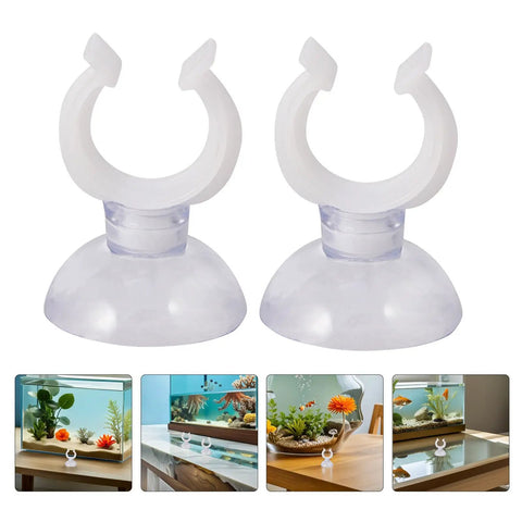 Ditch The Hassle And Get These 50pcs White Aquarium Air Hose Clamps With Rock Solid Suction Cups for securing tank hoses.