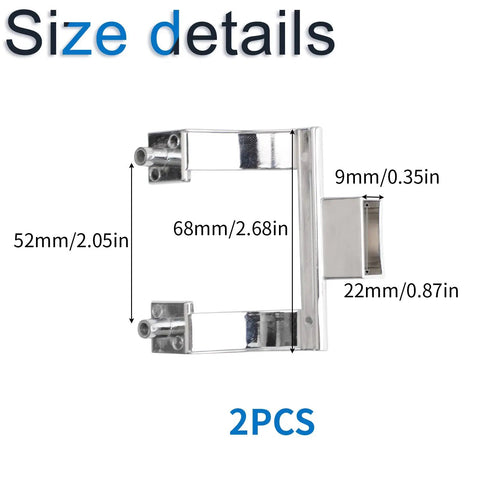 Heavy Duty Zinc Alloy Shower Door Handle Replacement Kit Slick Chrome Finish size details, measures 52mm x 68mm, includes 2 pieces.