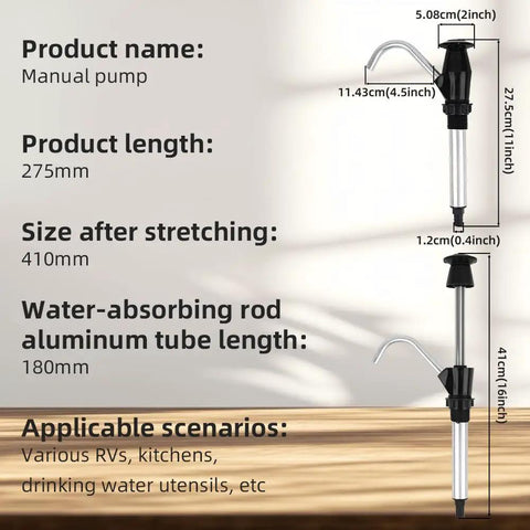 Manual pump 275mm hand-operated for caravan sinks, aluminum tube, smooth dual action water flow. Swap Dead Electric Pumps For This Rugged Hand Operated Drum Pump Designed For Caravan And Rv Sinks Delivering Smooth Dual Action Water Flow To Keep You Quenched While Camping Rough Outside Off Grid.