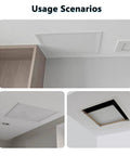 8x8 Heavy Gauge Aluminum Ceiling Access Panel With Smooth White Removable Drywall Cover For Rad Home Reno and Quick Maintenance Fixups Without Any Stress Or Drama in ceiling usage scenarios.