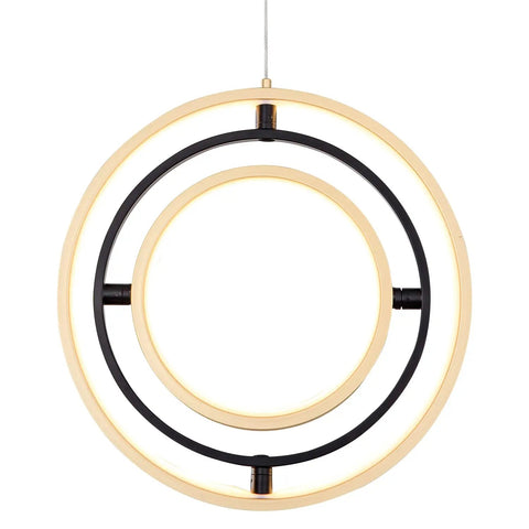 Sleek Dope Modern LED Chandelier With Adjustable Round Ring Design Three Interlocking Rings 4000K Warm White Light Black and Gold Finish