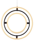 Modern LED Chandelier With Adjustable Lit Three Ring Round Design In Black And Gold 3000K Warm White Light For Dining Room Kitchen Island Hallway And Bedroom Large 19.7 Inch Wide, front view