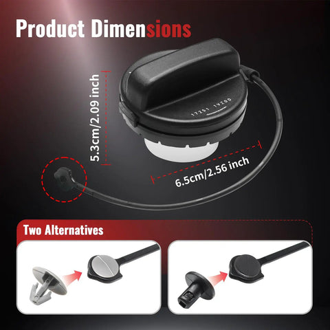 OEM Direct Replacement Gas Cap dimensions for Nissan Frontier Versa Altima Pathfinder Murano Infiniti JX35 QX60 2011-2020