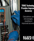 Technician using Auto Ranging TRMS Digital Multimeter MM420 Pro Grade With 600V AC DC Voltage 10A Current on electrical panel