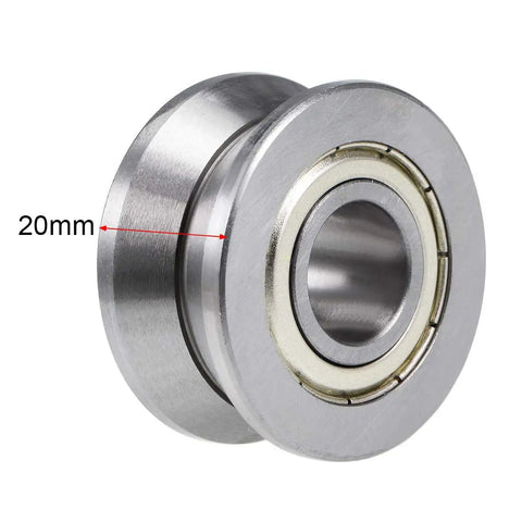 V Groove Ball Bearing Guide Pulley featuring 15mm inner bore, 41mm outer diameter, and 20mm ZZ sealed for 20mm shafts.