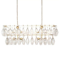 French Inspired Long Pendant Chandelier Featuring Prismatic Glass Panels For Modern Bedroom Or Office Decor hanging with glass panels.
