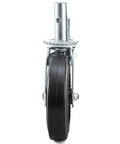 Heavy Duty Iron Core Swivel Casters 8 Inch Set Of Four With Dual Locking Brakes Tough As Nails Polyurethane Treads 1100 Lbs Load Each Smooth Rolling Threaded Base Mount front view of caster wheel