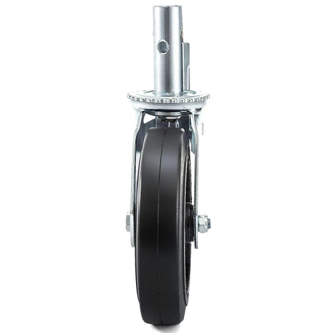 4 Pack 8 Inch Polyurethane Swivel Casters With Dual Locking Brakes And A Beefy 1100 Lb Load Cap Per Unit shown from the front view.