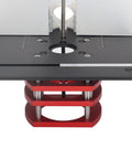 Manual Router Lift Table With Precision Top Plate For 64mm To 66mm Trim Routers showing red lift mechanism and black surface