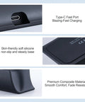 Close-up of Switch 2 Pro Controller Charging Dock Station showing USB-C port, silicone base, and composite material.