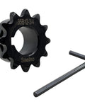 Heavy Duty Roller Chain Sprocket Type B 12 Tooth 3/4 Inch Bore For 3/8 Inch Pitch For 35 Chain Hardened ANSI 1045 Steel Drive Sprocket 35B12-3/4 With Keyway And Dual Setscrews Rust Resistant And Built Tough, with hex key