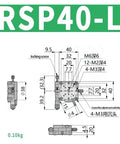 Technical drawing of Manual Rotary Stage R Axis RSP40 L built with lightweight aluminum alloy, featuring dimensions and screw details.