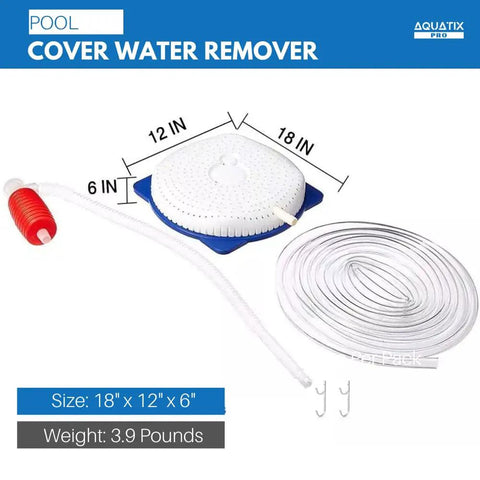 Pool Cover Drainer Kit For Above Ground Pools Premium Siphon With 16 Feet Hose And Pump, dimensions 18x12x6 inches