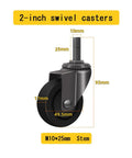Top Tier Heavy Duty Stem Casters With Smooth Rolling 360 Swivel TPR Wheels And Snug Locking M6 M8 M10 Threads, 2-inch size.