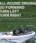 Fast RC Water Kart For Pools And Lakes, 1 To 12 Scale, 2.4G Remote, showing navigation capabilities on water