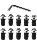 Aluminum M5 Motorcycle Windshield Bolts Kit With Wrench, 10 Sets Universal Windscreen Fasteners, titanium tone finish, shown with wrench