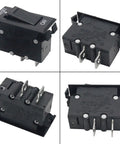 No Sweat Black Rocker Switch Circuit Breaker With 10 Amp Overload Protector trip free reset function, solid black, multiple angles.