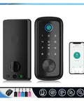 Rock Solid Wifi Smart Deadbolt Lock Loaded With Biometric Fingerprint Keypad Zigbee Hub And Mobile App Control For Bully Proof Front Door Security Zero Drama shown with mobile app.