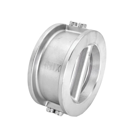 Heavy Duty Stainless Steel 316 Wafer Double Disc Spring Check Valve for Smooth Pipe Flow, 6 inch size, ANSI Class 150.