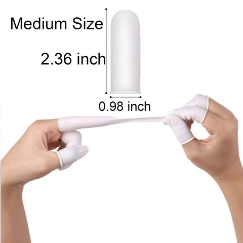 Hands stretching medium latex finger cot for anti-static protection, flexible 4 mil thick fingertip guards, 430 pcs for electronics repair.