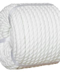 White Cotton Rope Three Eighths Inch Thick Twisted Craft Rope, 100 Feet, coiled and ready for wall hanging and decor projects.
