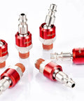 Pro Grade 1/4 Inch Swivel Air Plug Set 6 Pack Steel Red Swivel Air Hose Fittings NPT Male Threads, red steel air plugs
