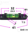 Spirit level Wall TV Bubble Level Wall Hanging Carpenter Water Level Tool with measurements on a black background.