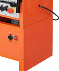 Heavy Hitter 1600W Electric Rebar Bender With Rock Solid Foot Pedal control panel and power switch, portable design for construction use.