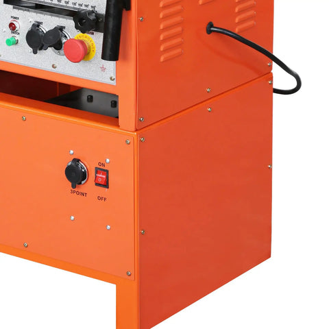 Heavy Hitter 1600W Electric Rebar Bender With Rock Solid Foot Pedal control panel and power switch, portable design for construction use.