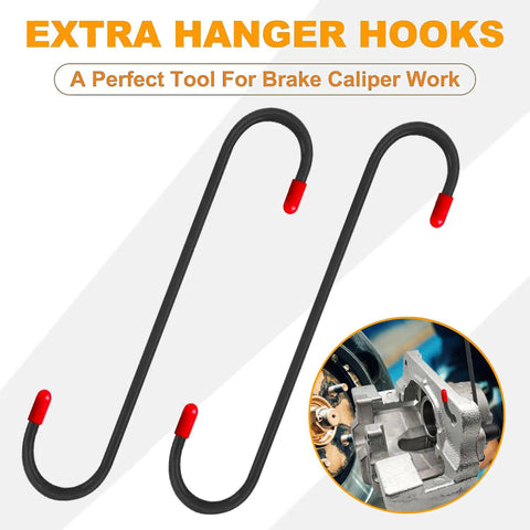 4 In 1 Universal Disc Brake Caliper Tool With 360 Degree Ratcheting System And 2 Hooks shown with dual red-tip hooks