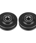 Two-Piece U-Groove Barn Door Wheel Set for DIY Installations, Heavy-Duty Pulley Bearings for Smooth Sliding, black metal wheels