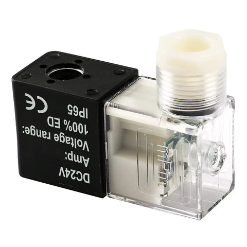 24V DC Coil Kit For Pneumatic Solenoid Valves 4V210-08 And 4V230C-08 Pack Of 2 With Pure Copper Windings For Reliable Valve Operation And Fast Responsive Control, black and clear coil
