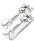 Stop That Couch Sliding Shuffle With These Heavy Duty Sectional Sofa Connectors silver steel brackets for locking sofa pieces together.