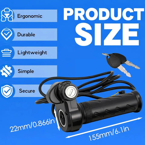 Universal Full Twist Throttle With Key Lock For E Bikes And Scooters 12V To 72V Plug And Play No Rewiring Quick Install 3 Pin E Bike Throttle Compatible With Q20 Q20Pro H20 H26Pro